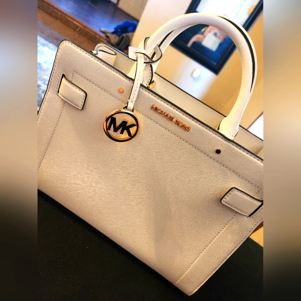 White MK Tote Bag